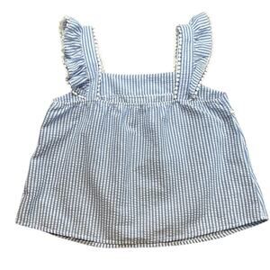 Women's Blue & White Striped Sleeveless Summer Top‎ Size  L/XL